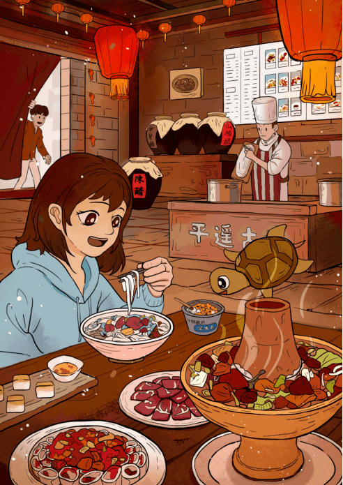 主人公小乌龟和小女孩表现出令人垂涎三尺的表情.