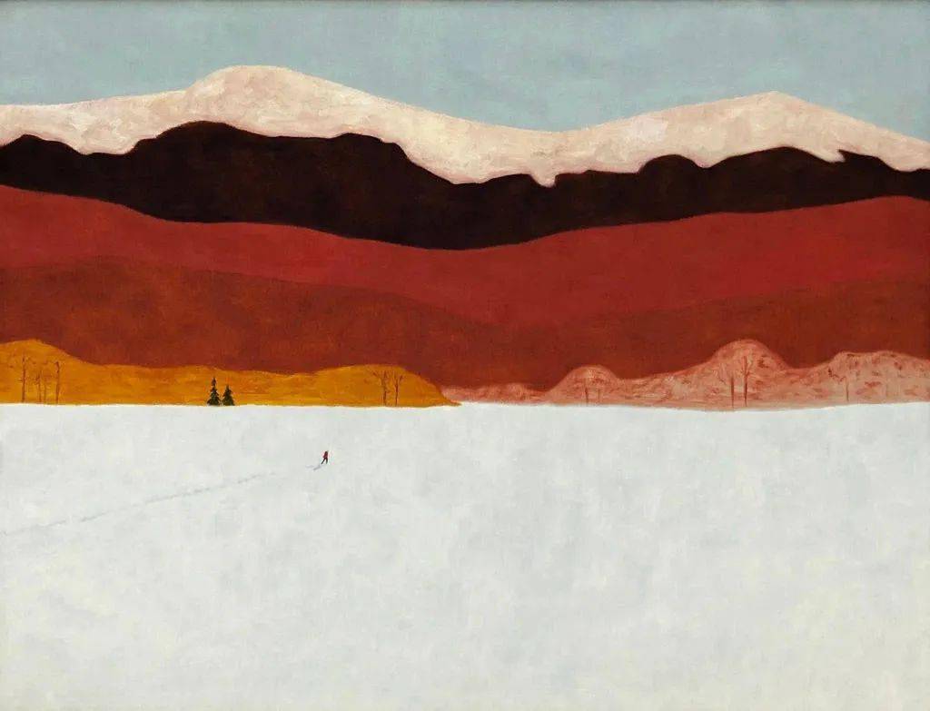 吉姆·蒂奥·扎拉鲁基的风景画通常营造出广袤无垠的空间,风景与人物