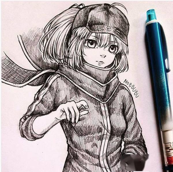 素描动漫手绘满足了我二次元的幻想_线条_头发_人物