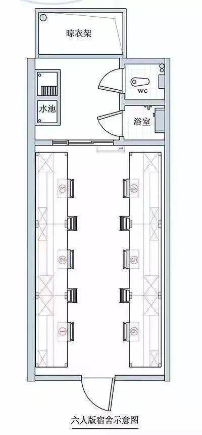 宿舍六人间平面图图片