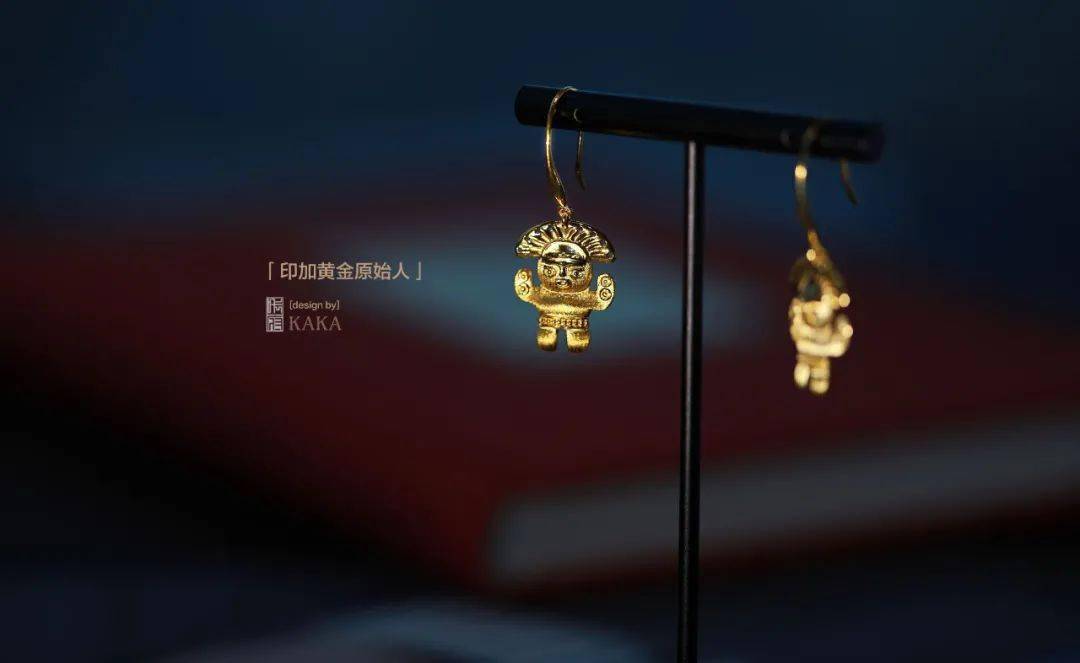 22k黄金图腾原始人|南美和印加之美_马丘比丘_珠宝_耳环
