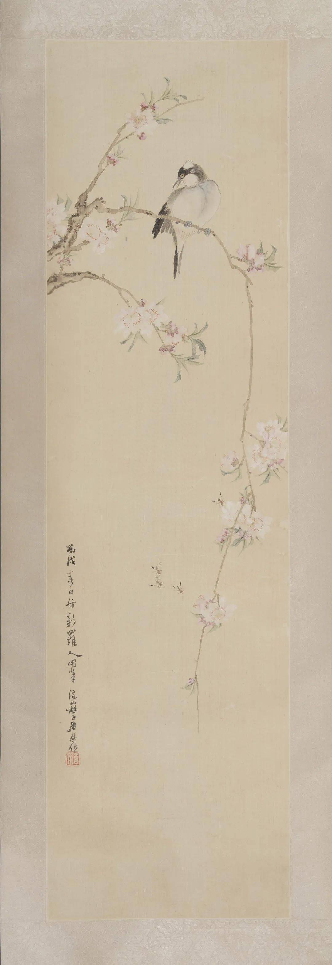 中国 工芸品 書画 掛軸 清・居廉「花卉四屏之四 」 掛軸 立軸 巻物 