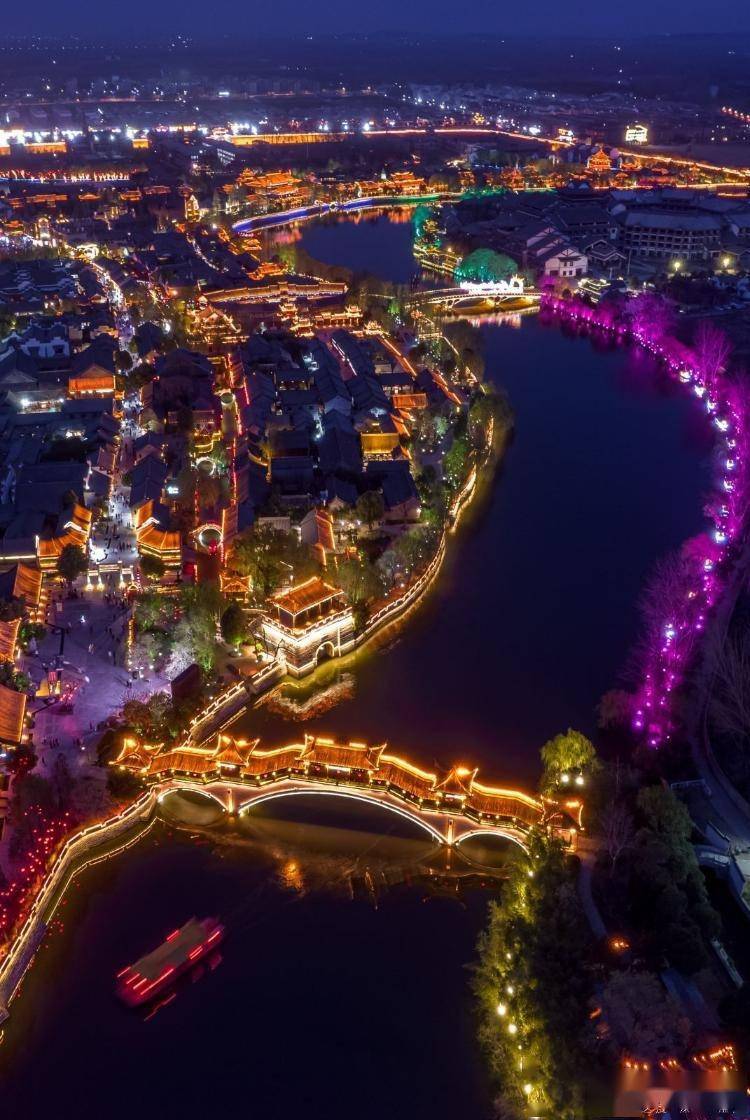 通江达海好"运"来丨台儿庄夜景航拍 点缀在运河岸边的明珠_发展_海报