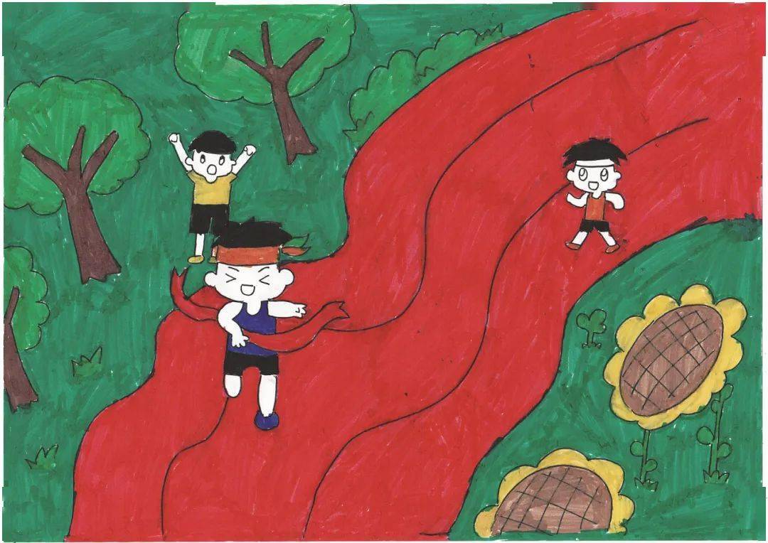 儿童马拉松比赛简笔画图片