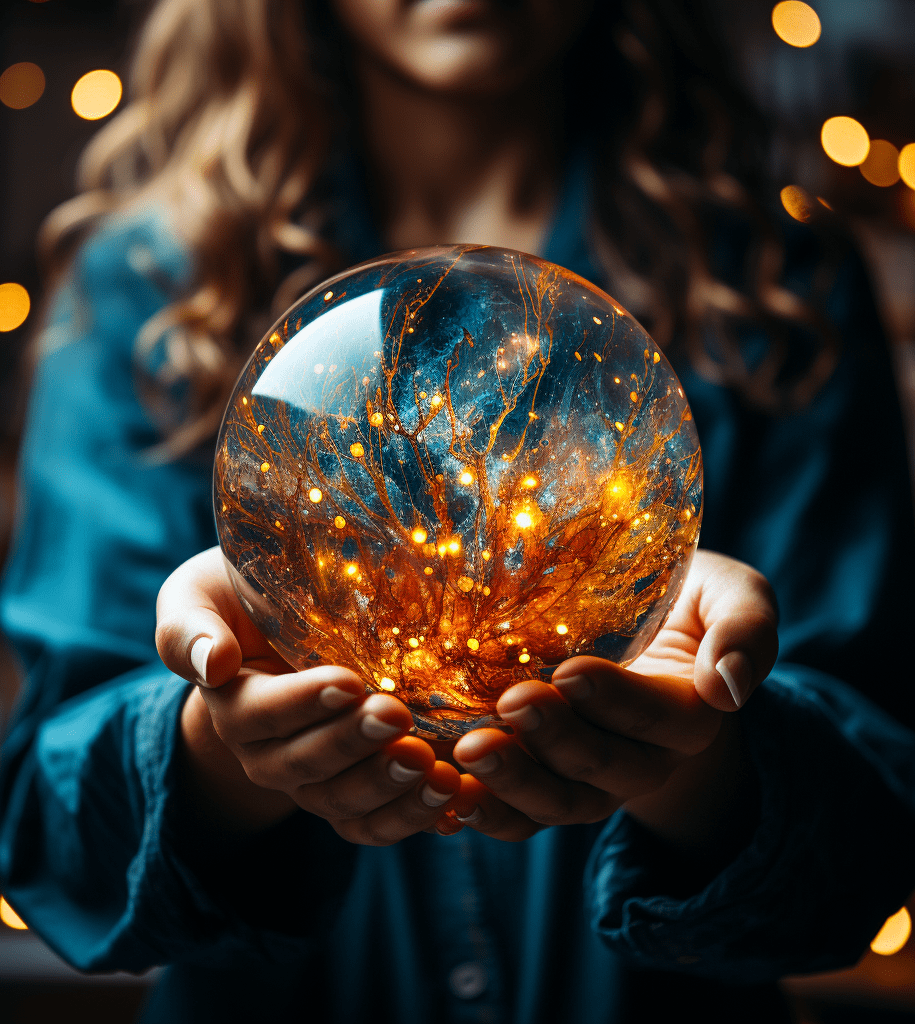 手捧幻彩水晶球的女人_制图