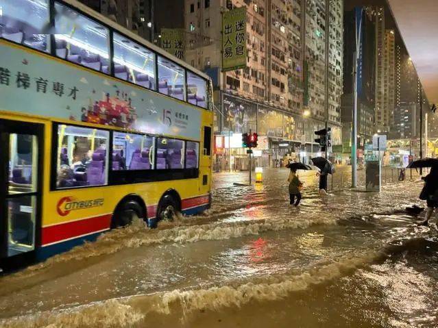 尤以新界北部和香港島東部受災嚴重香港多地出現嚴重水浸的情況暴雨