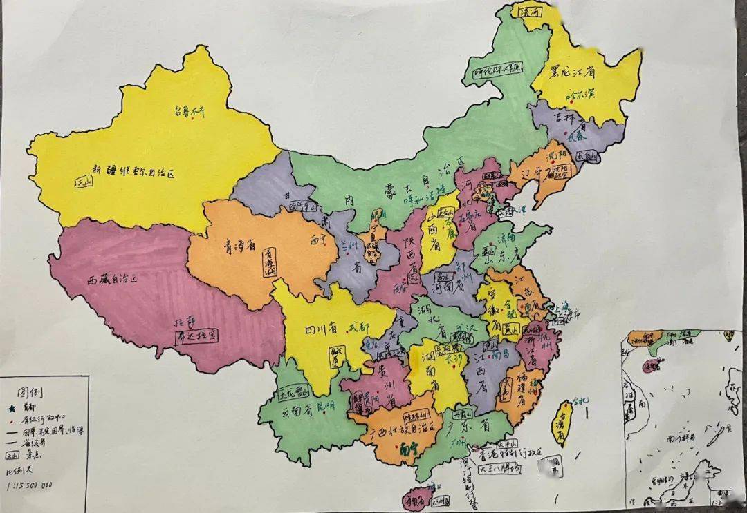 中国地图简化版手绘图片