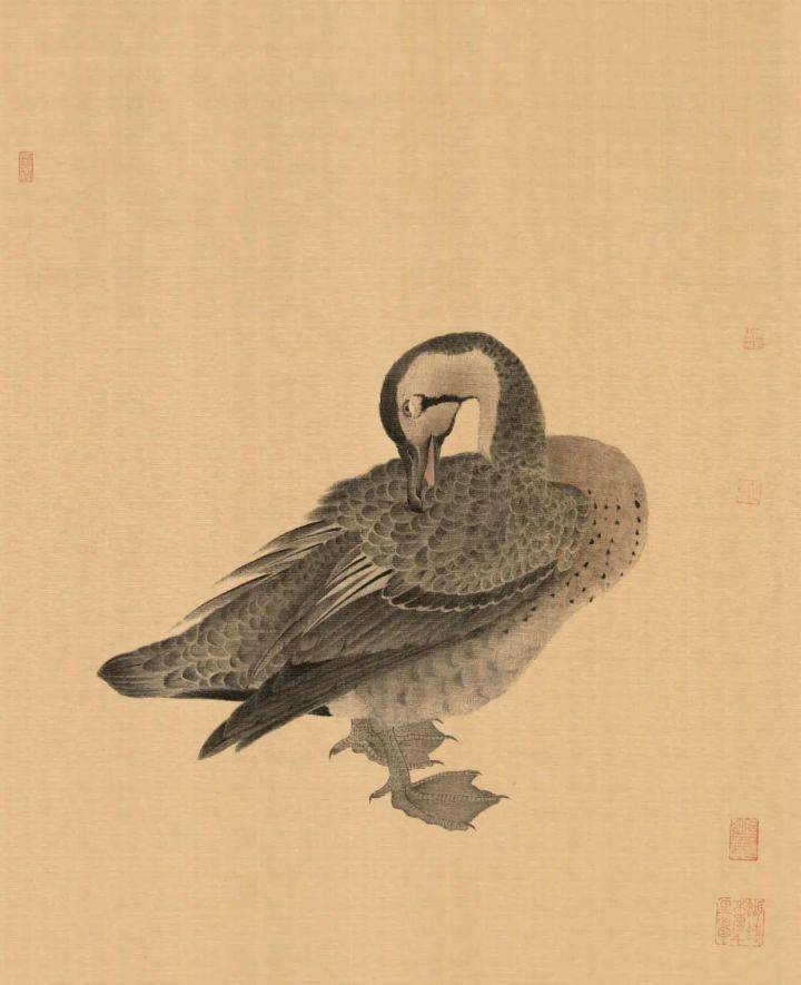 李进「拟番鸭图」绢本设色|70×43cm李进「荷风图」绢本设色|200×74