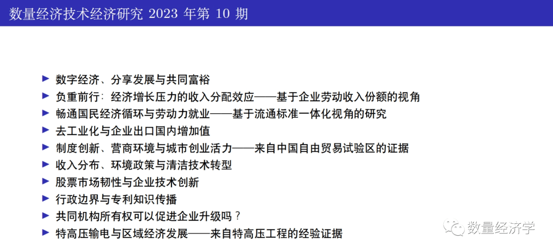 推荐4篇《数量经济技术经济研究》2023年第10期论文_合成DID、培根分解