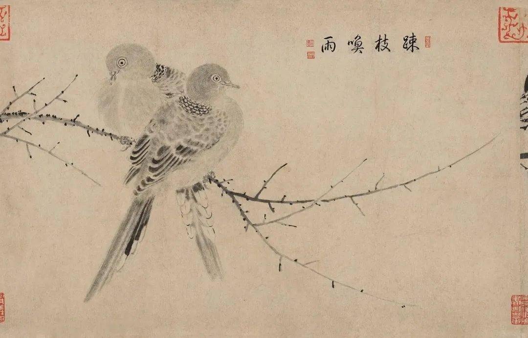 掛け軸】 「絹本 花鳥図 宋徽宗 趙佶」中国 宋朝皇帝 肉筆保證 唐物唐本