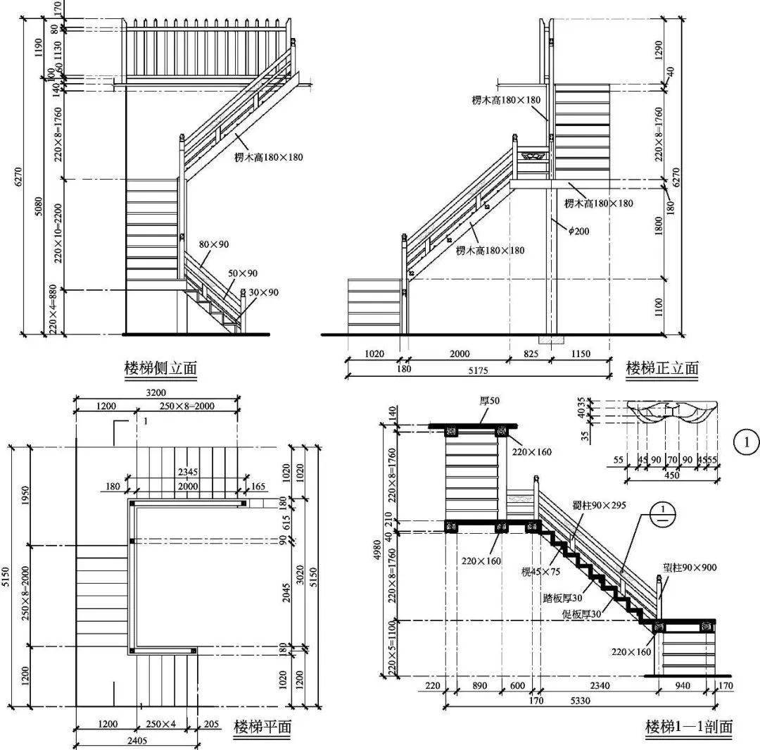 建筑木工楼梯图纸图解图片