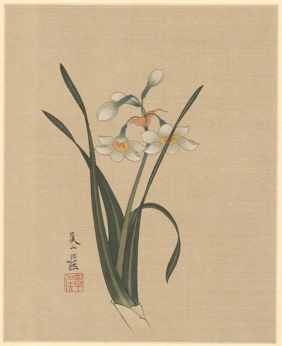 陈洪绶 明 花鸟草虫册页_桃花_陈家村_枫桥