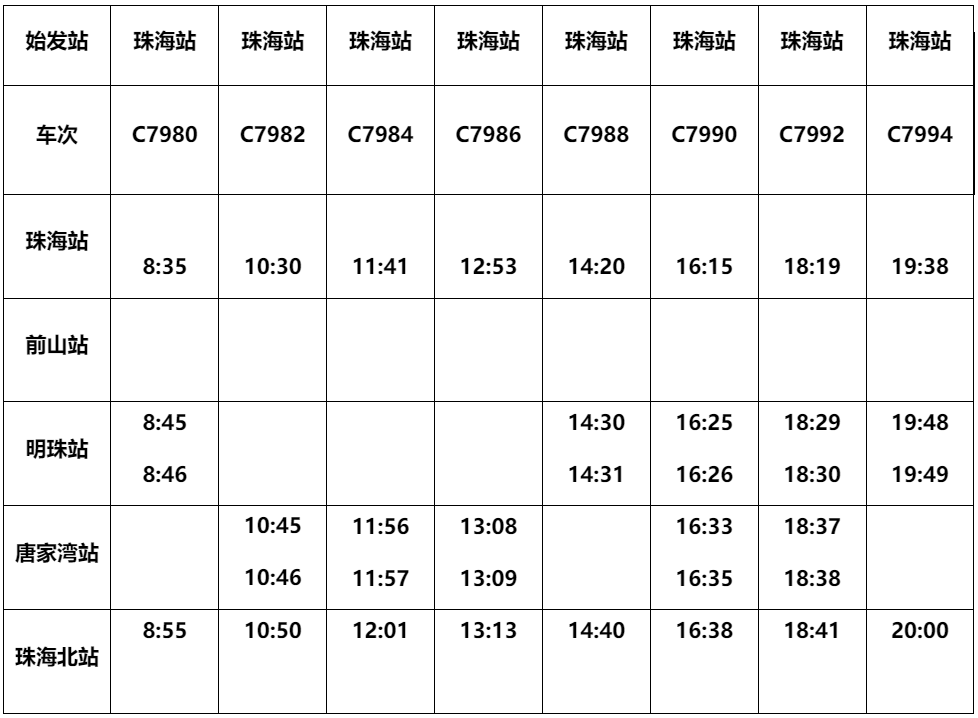 城际列车时刻表查询图片