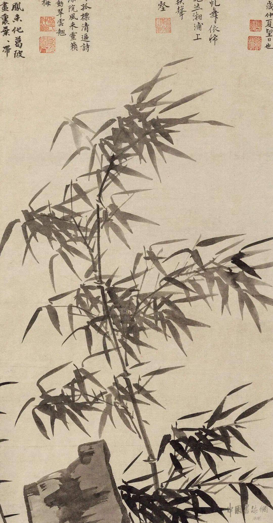 夏昶《风雨对竹图》_周廷_竹泉_周季宏