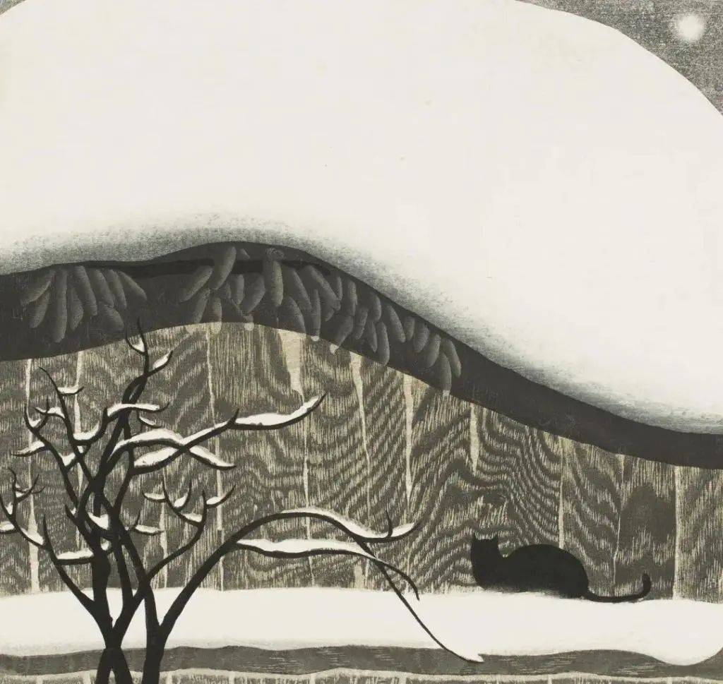刘春杰 《晓雪》 1989 版画晁方方 《雪韵》 1989 版画吴静秋 《东北