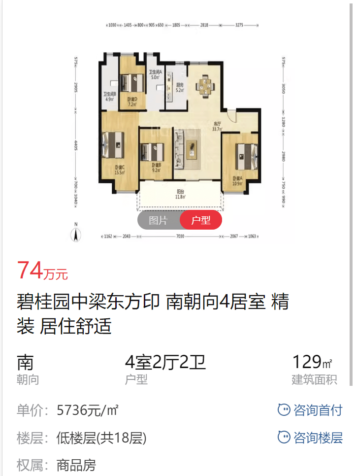 这套房源属于碧桂园中梁东方印小区,品牌开发商联合开发,实力保障.