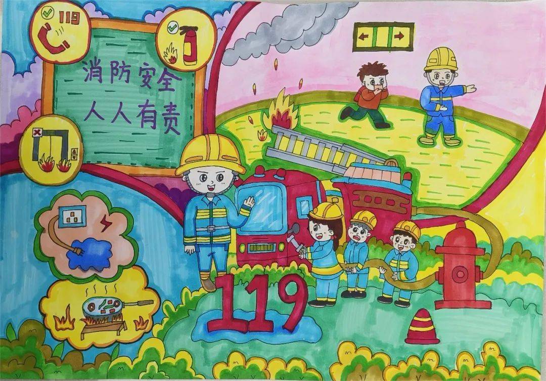 【消防宣传月】 我是小小消防员第八届儿童消防作文绘画大赛作品