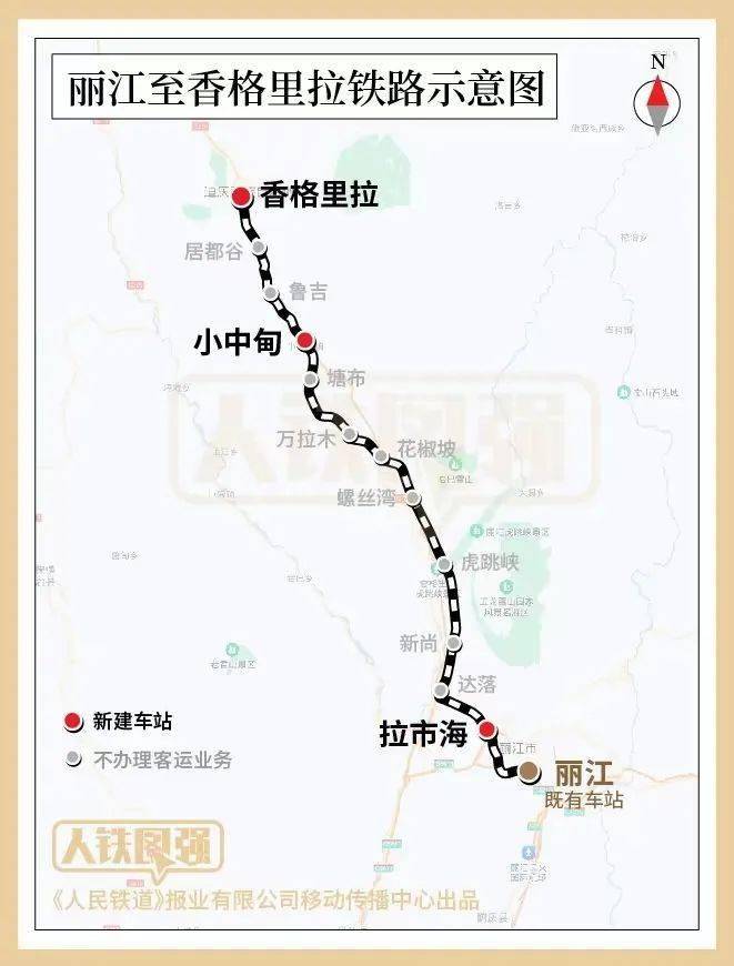 丽香铁路起于丽江市,线路自既有的丽江站引出,途经玉龙雪山,向北经