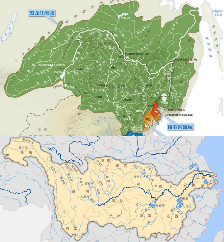 水量都遠小於長江,但是由於其流經的地區主要是平原地區,流域面積較大