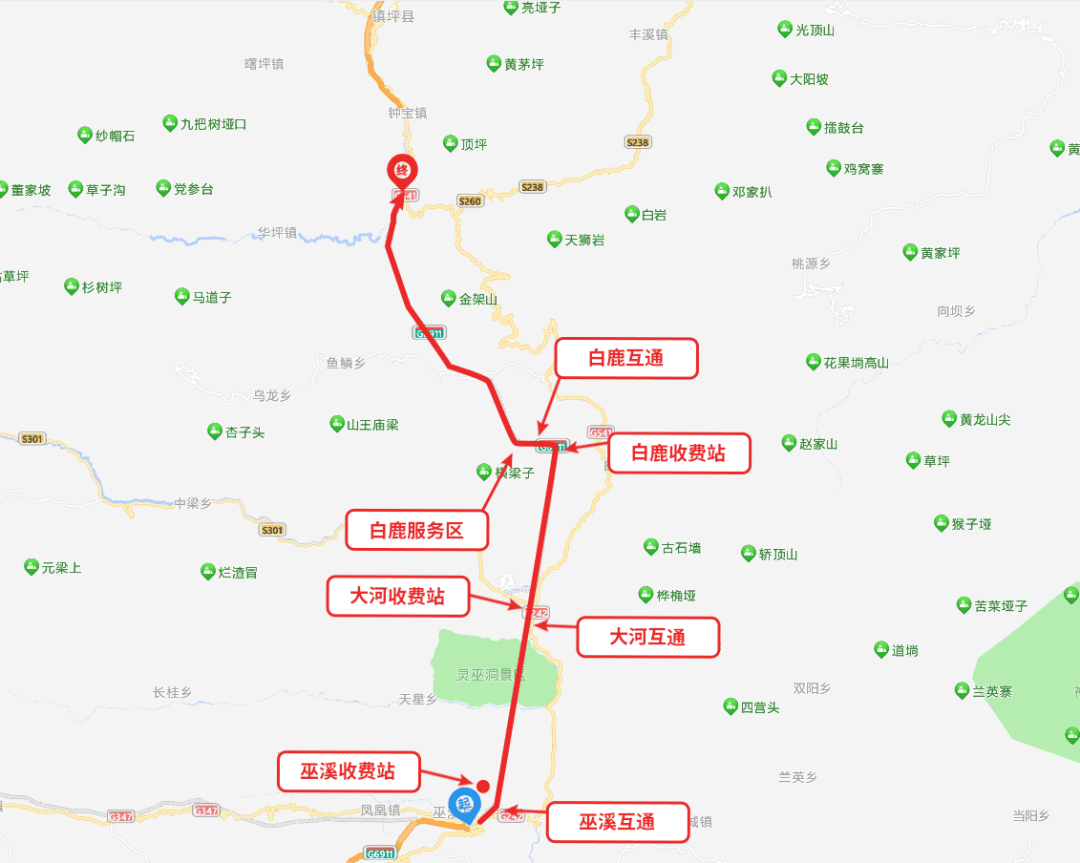 大昌至巫溪高速路线图图片