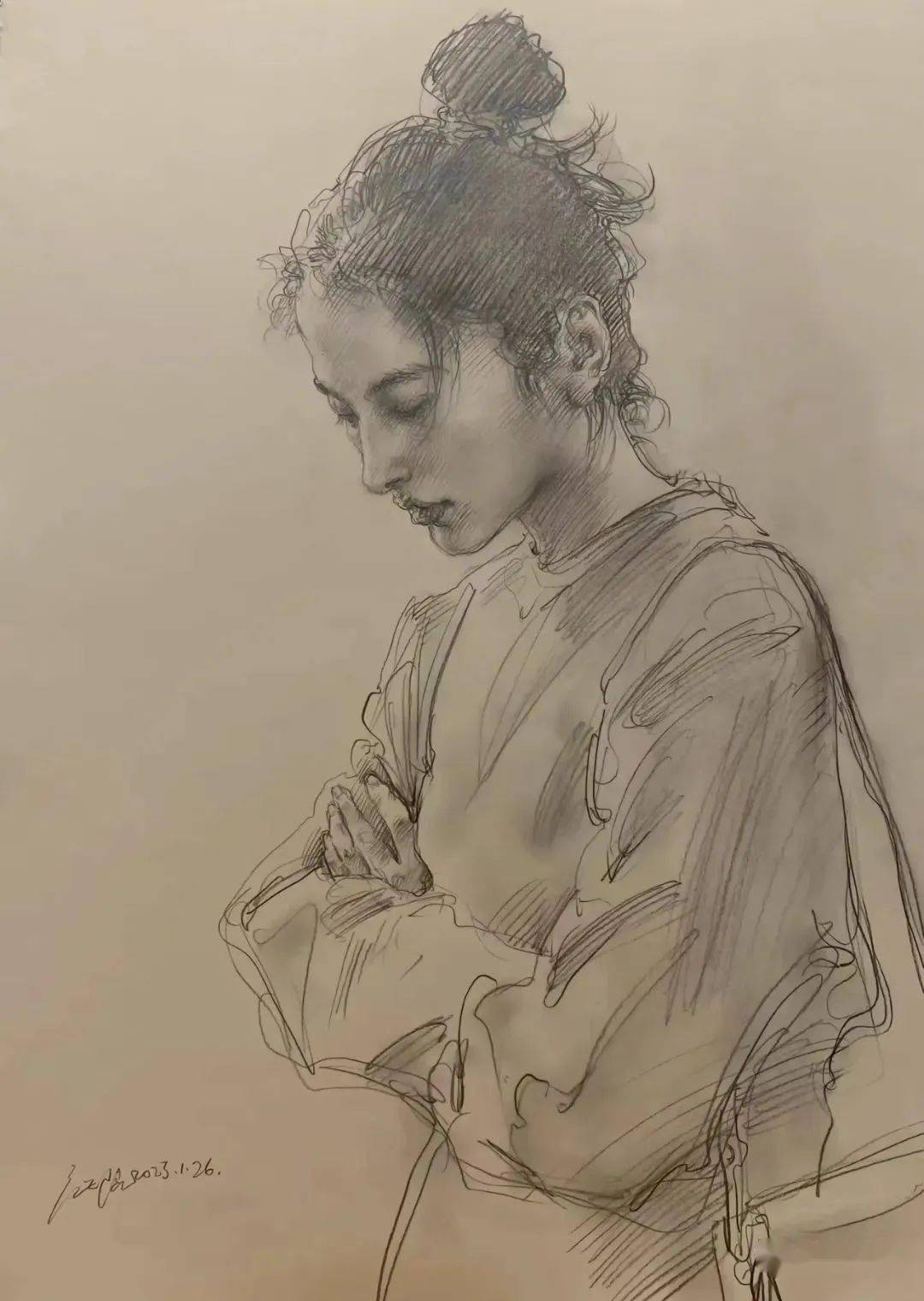 四川美术学院院长庞茂琨,2023年速写新作_油画_中的人物_精神