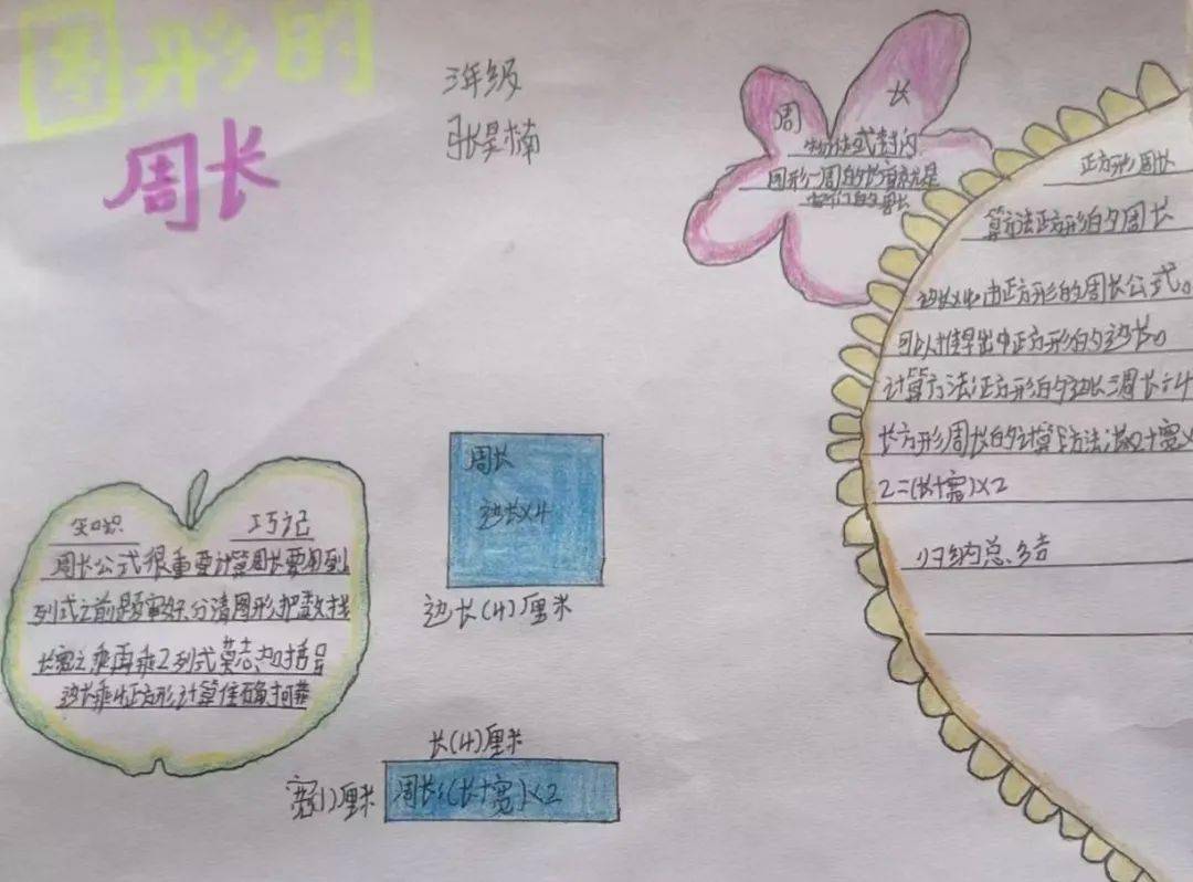 三年级上册数学《长方形和正方形》数学小报,给孩子看看_周长_的能力