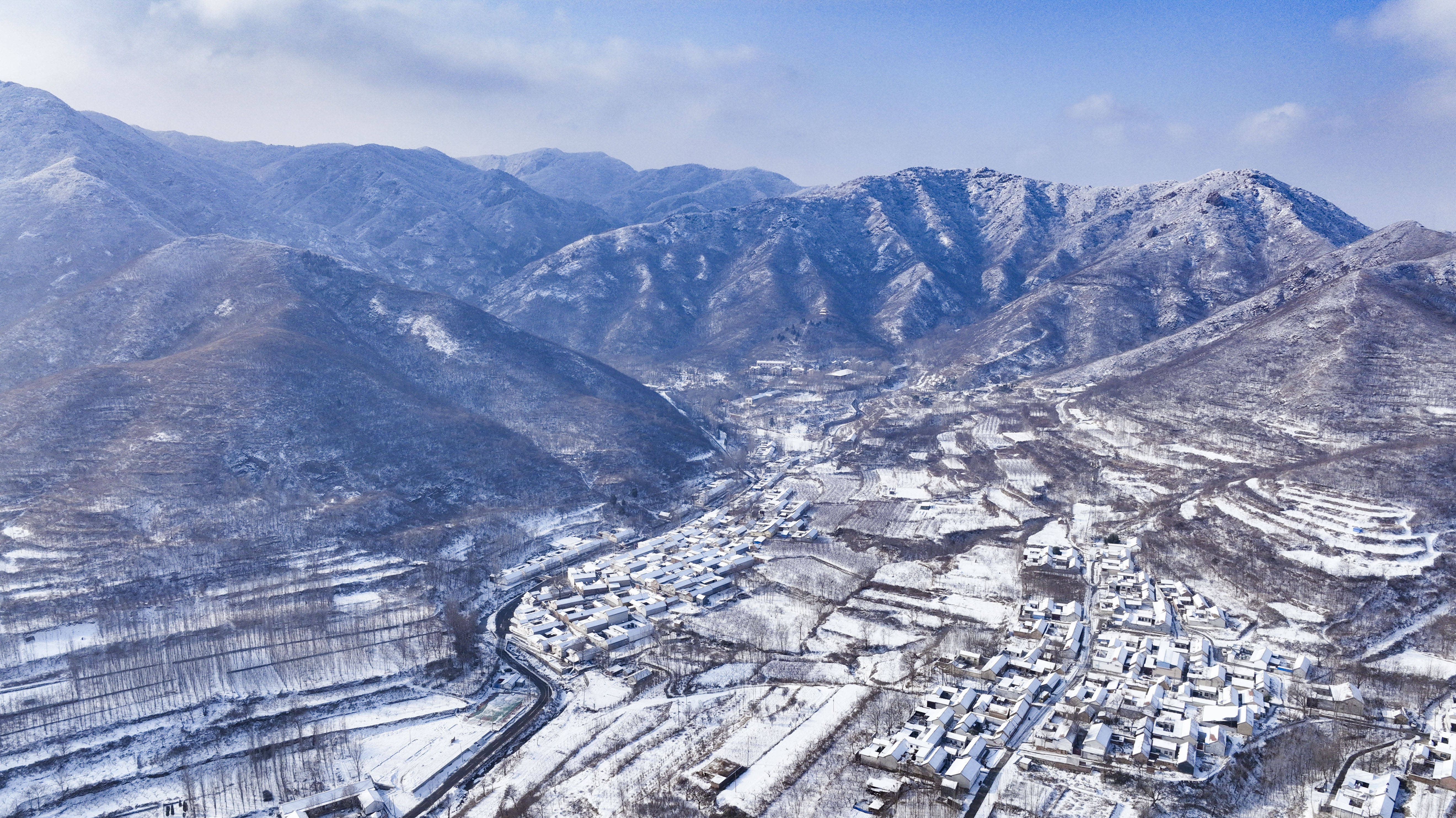 山东邹平 长白山区雪景如画