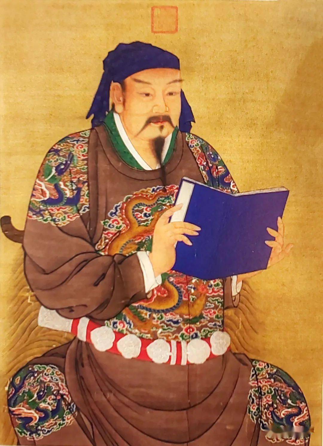 明人岳飞像轴(局部)岳飞(1103一1142),南宋抗金名将,其精忠报国的精神