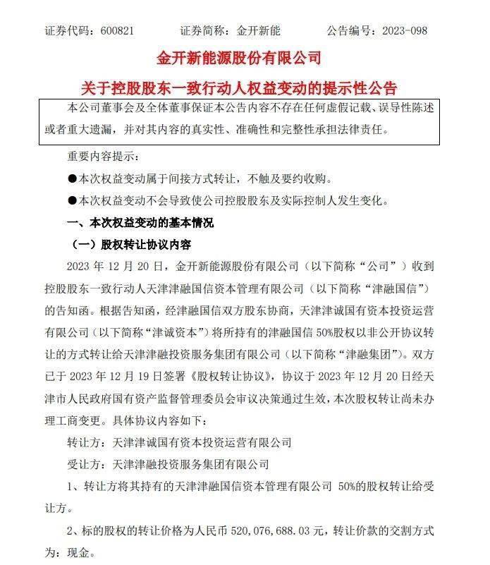 根據告知函,經津融國信雙方股東協商,津誠資本將所持有的津融國信50%